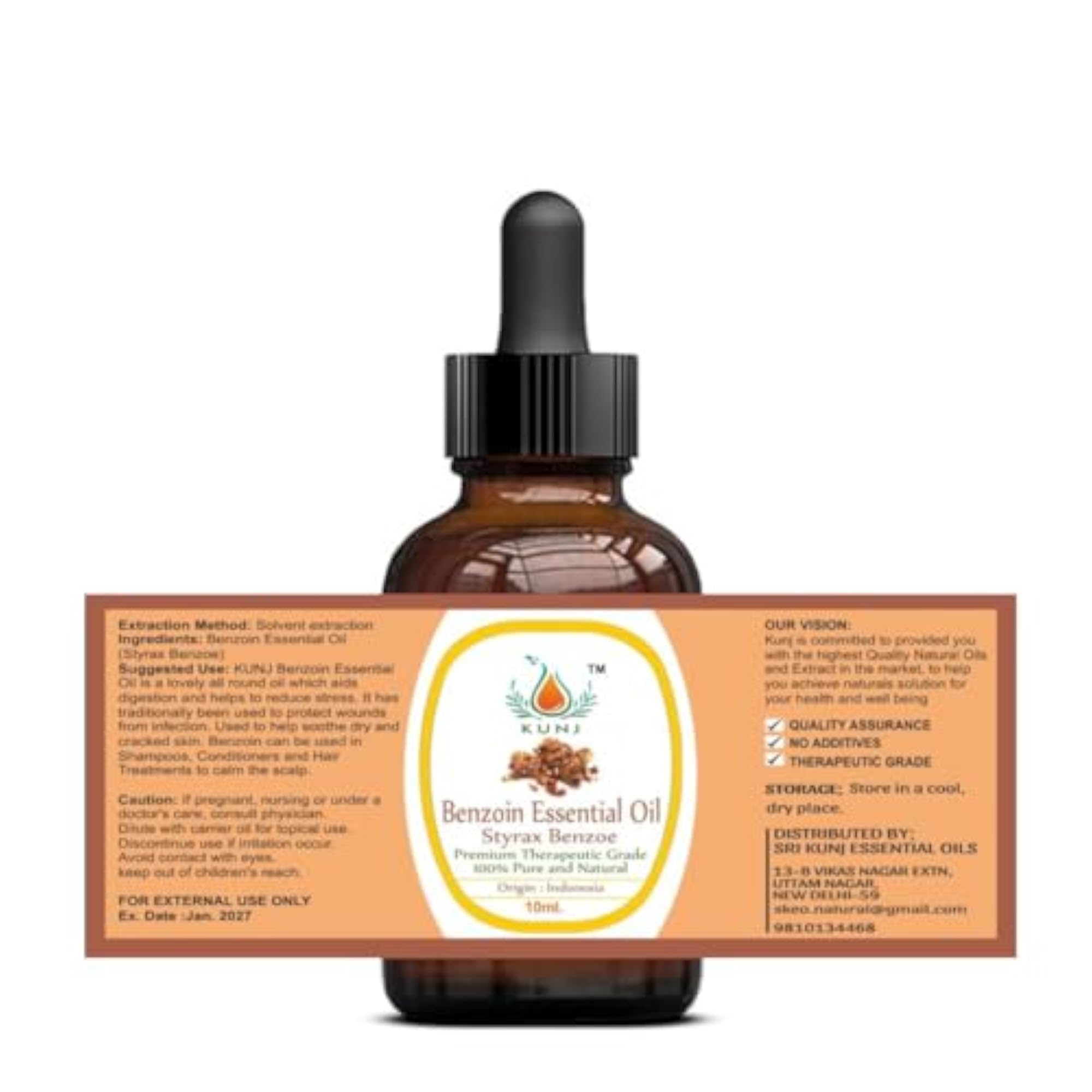 KUNJ Benzoin Essential Oil, 10ml